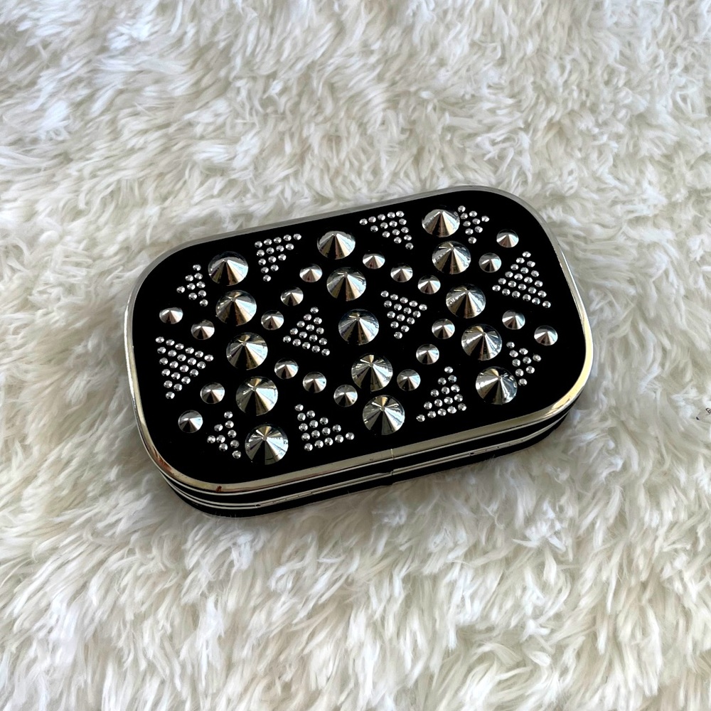 Black and Silver Studded Black Clutch Purse